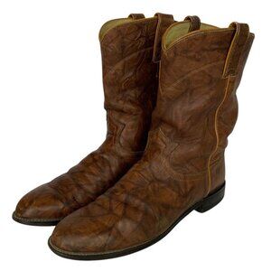 Justin Mens Deerlite Roper Western Boot Size 11 D Chestnut Brown Classic Toe